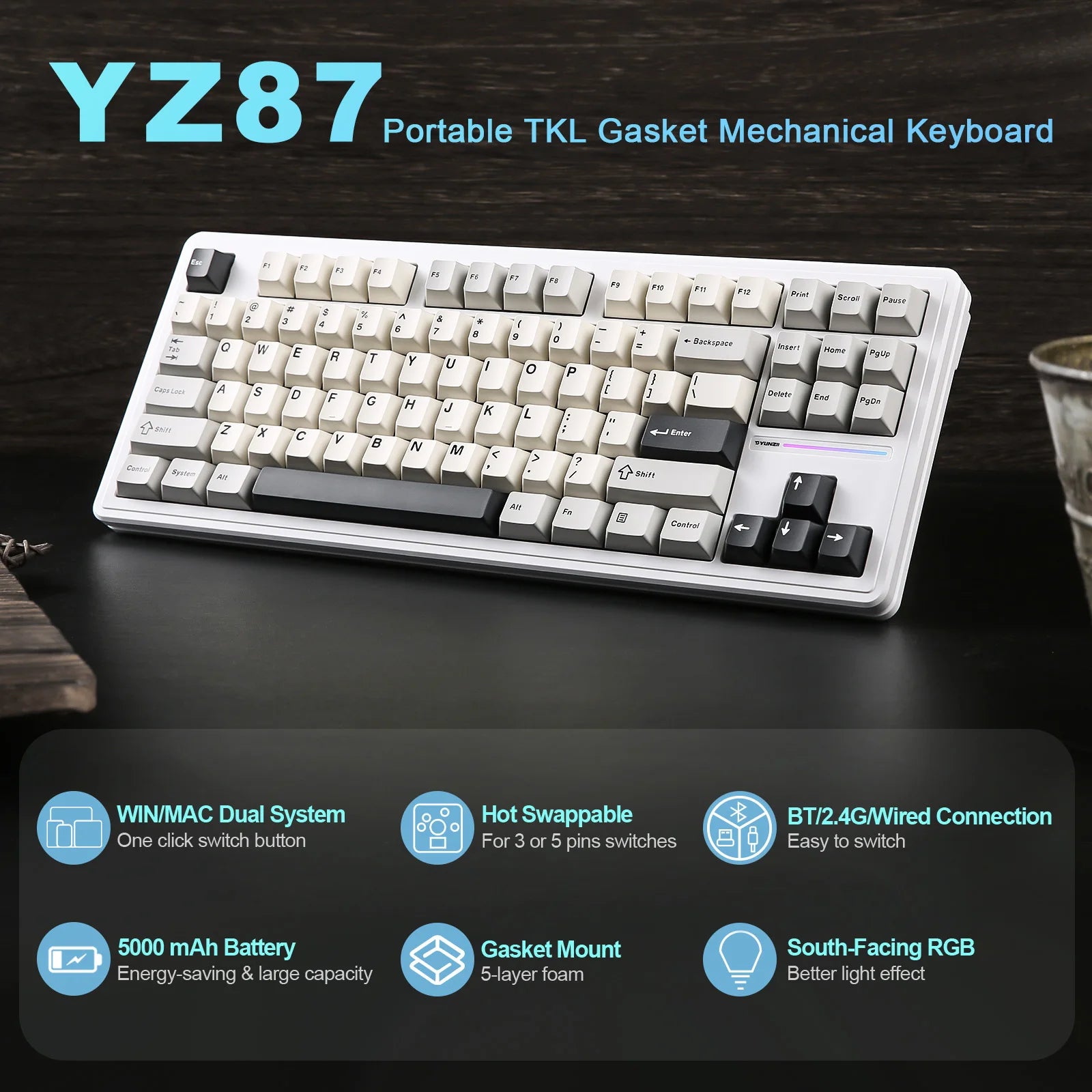 YUNZII YZ87 White TKL