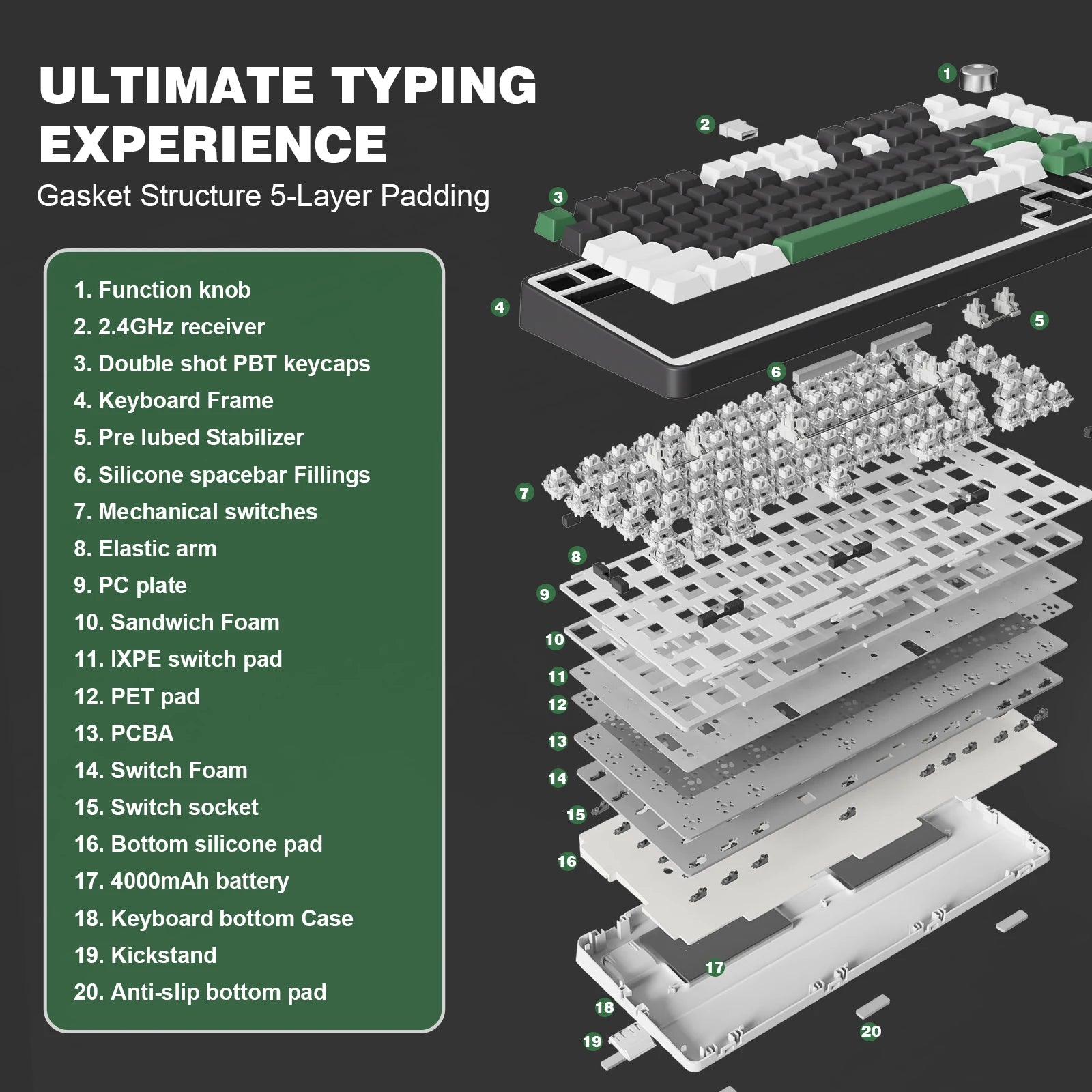 YUNZII B75 PRO Black Keyboard