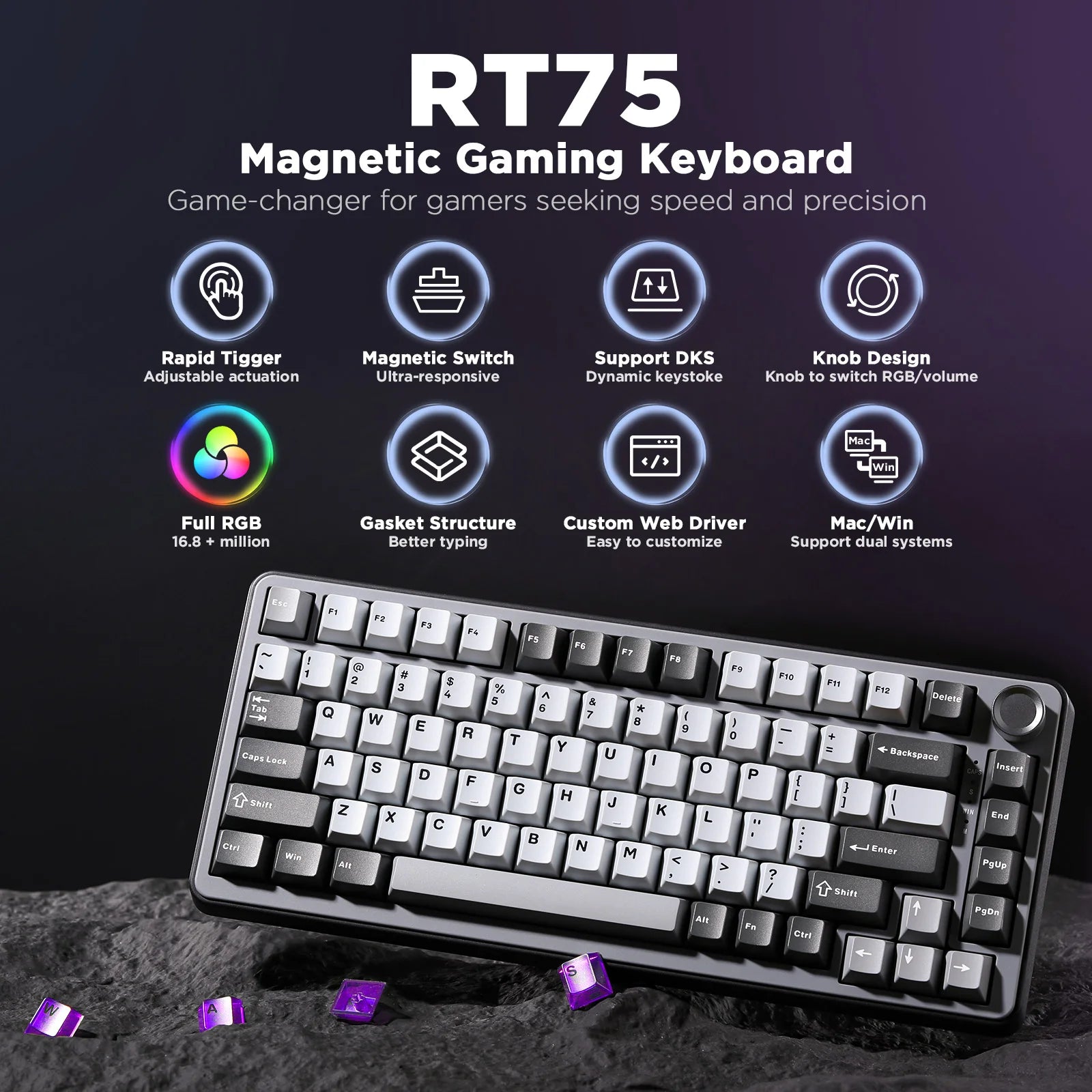 YUNZII RT75 Rapid Trigger Gaming Keyboard