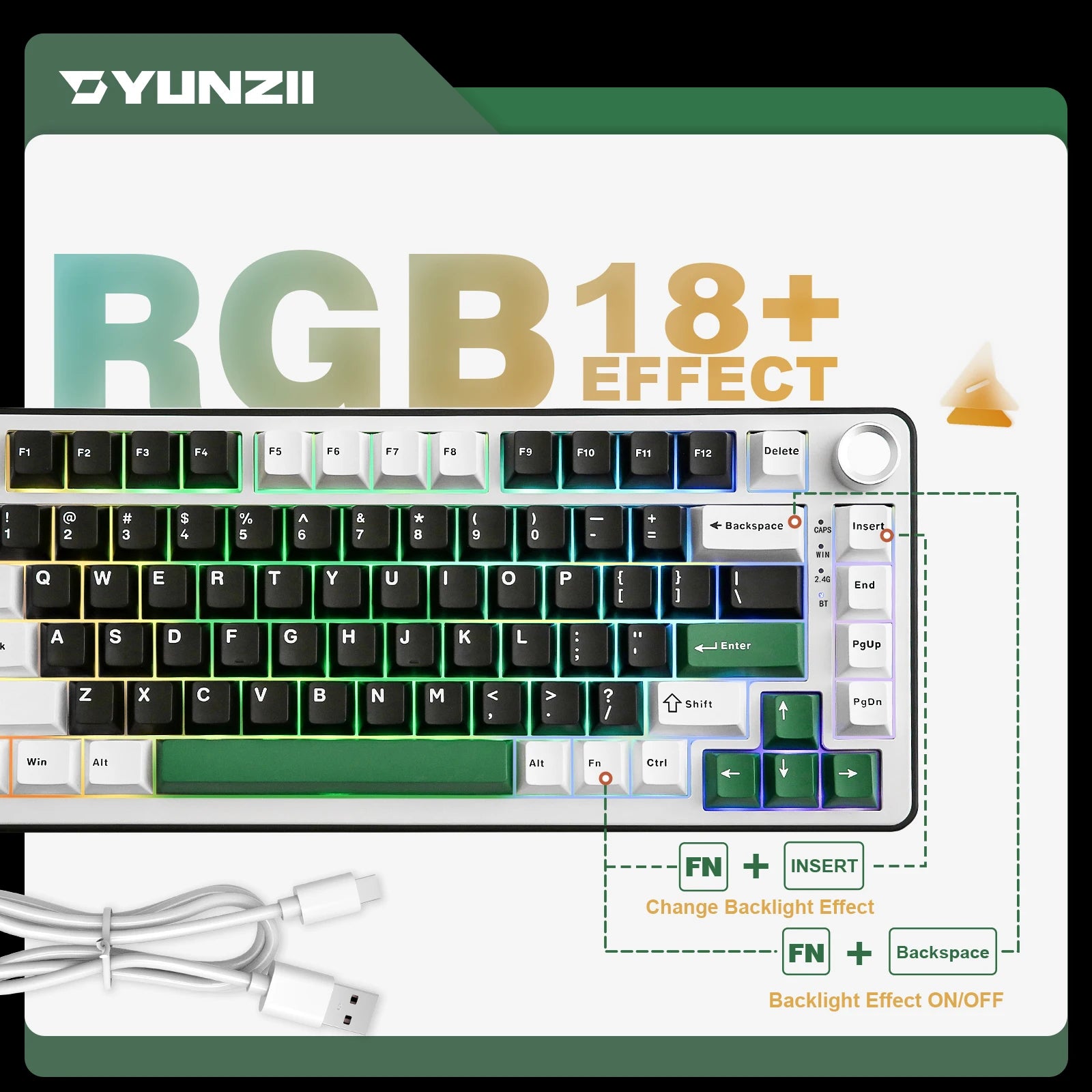 YUNZII B75 PRO Black Keyboard