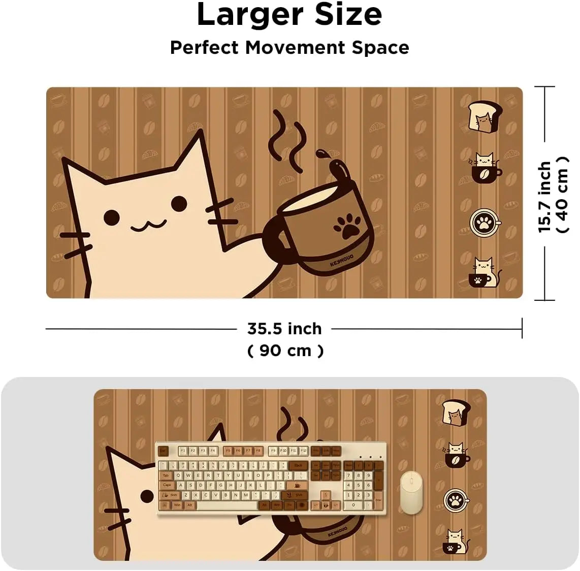 YUNZII Coffee Cat Waterproof Gaming Mouse Pad