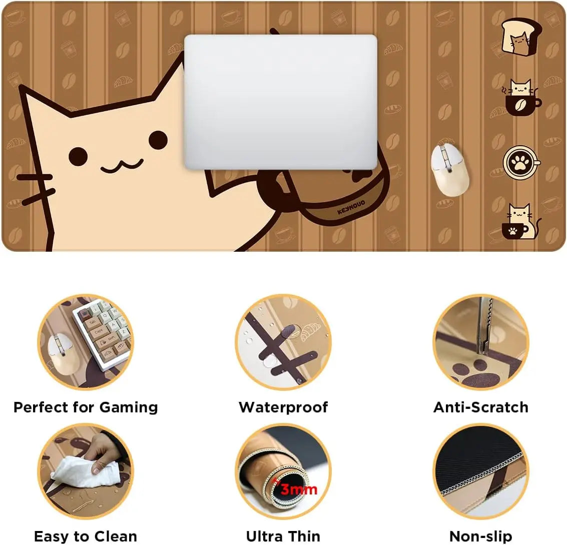 YUNZII Coffee Cat Waterproof Gaming Mouse Pad